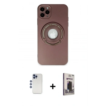 MARSİLYAN™- iPhone 12 Pro Max Kılıf Eksen Klasik Prime - Siyah Bilvis Hayalet Cam Ekran Koruyucu + Shine Kamera Lens - LT