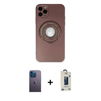 MARSİLYAN™- iPhone 12 Pro Max Kılıf Eksen Klasik Prime - Siyah Bilvis Hayalet Cam Ekran Koruyucu + Neon Fosforlu Kamera Lens - MI
