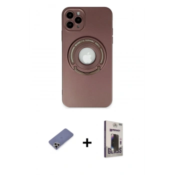 MARSİLYAN™- iPhone 12 Pro Max Kılıf Eksen Klasik Prime - Siyah Bilvis Hayalet Cam Ekran Koruyucu + Metal Kamera Lens Koruma Cam - GD