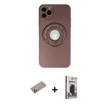 MARSİLYAN™- iPhone 12 Pro Max Kılıf Eksen Klasik Prime - Siyah Bilvis Hayalet Cam Ekran Koruyucu + Shine Kamera Lens Koruma Cam - SABE
