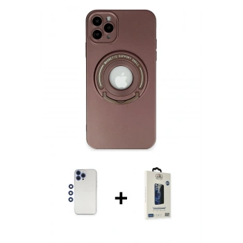 MARSİLYAN™- iPhone 12 Pro Max Kılıf Eksen Klasik Prime - Siyah Bilvis Hayalet Cam Ekran Koruyucu + Shine Kamera Lens - LT