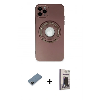MARSİLYAN™- iPhone 12 Pro Max Kılıf Eksen Klasik Prime - Siyah Bilvis Hayalet Cam Ekran Koruyucu + Shine Kamera Lens Koruma Cam - SH
