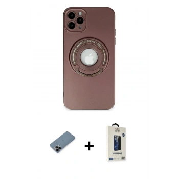 MARSİLYAN™- iPhone 12 Pro Max Kılıf Eksen Klasik Prime - Siyah Bilvis Hayalet Cam Ekran Koruyucu + Shine Kamera Lens Koruma Cam - SH