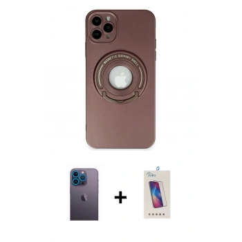 MARSİLYAN™- iPhone 12 Pro Max Kılıf Eksen Klasik Prime - Siyah Joko 5D Cam + Neon Fosforlu Kamera Lens - MI