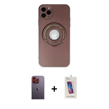 MARSİLYAN™- iPhone 12 Pro Max Kılıf Eksen Klasik Prime - Siyah Joko 5D Cam + Neon Fosforlu Kamera Lens - TU