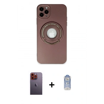 MARSİLYAN™- iPhone 12 Pro Max Kılıf Eksen Klasik Prime - Siyah Joko Magic 5D Cam + Neon Fosforlu Kamera Lens - TU