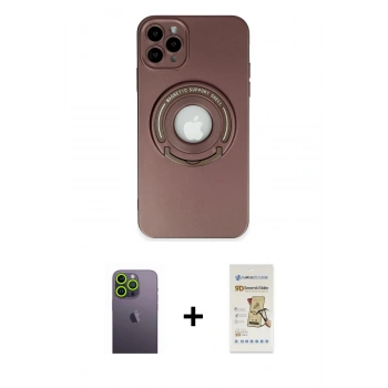 MARSİLYAN™- iPhone 12 Pro Max Kılıf Eksen Klasik Prime - Siyah Mat Seramik Nano Ekran Koruyucu + Neon Fosforlu Kamera Lens - YL