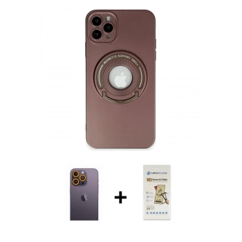 MARSİLYAN™- iPhone 12 Pro Max Kılıf Eksen Klasik Prime - Siyah Mat Seramik Nano Ekran Koruyucu + Neon Fosforlu Kamera Lens - SI
