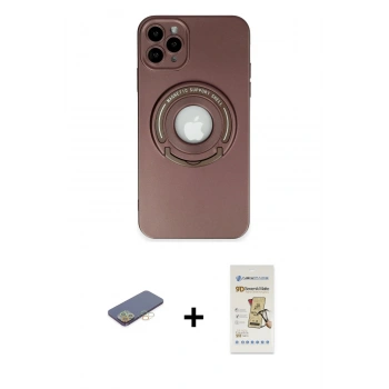 MARSİLYAN™- iPhone 12 Pro Max Kılıf Eksen Klasik Prime - Siyah Mat Seramik Nano Ekran Koruyucu + Renkli Kamera Lens Koruma Cam - SI