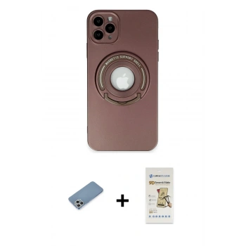 MARSİLYAN™- iPhone 12 Pro Max Kılıf Eksen Klasik Prime - Siyah Mat Seramik Nano Ekran Koruyucu + Shine Kamera Lens Koruma Cam - GS