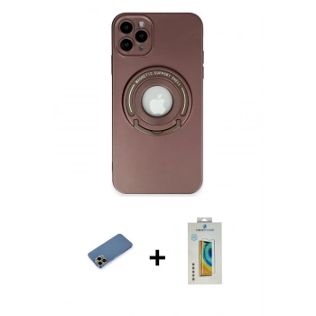MARSİLYAN™- iPhone 12 Pro Max Kılıf Eksen Klasik Prime - Siyah Polymer Nano Ekran Koruyucu + Shine Kamera Lens Koruma Cam - GD