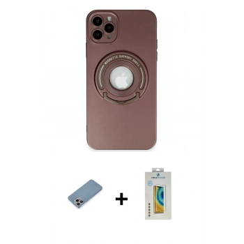 MARSİLYAN™- iPhone 12 Pro Max Kılıf Eksen Klasik Prime - Siyah Polymer Nano Ekran Koruyucu + Shine Kamera Lens Koruma Cam - GI