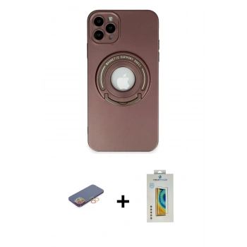 MARSİLYAN™- iPhone 12 Pro Max Kılıf Eksen Klasik Prime - Siyah Polymer Nano Ekran Koruyucu + Renkli Kamera Lens Koruma Cam - TU