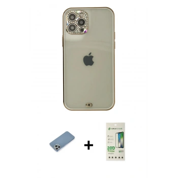 MARSİLYAN™- iPhone 12 Pro Max Kılıf Eksen Minimal Koleksiyonu - Siyah 20D Premium Cam Ekran Koruyucu + Shine Kamera Lens Koruma Cam - GS