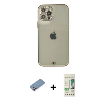 MARSİLYAN™- iPhone 12 Pro Max Kılıf Eksen Minimal Koleksiyonu - Siyah 20D Premium Cam Ekran Koruyucu + Shine Kamera Lens Koruma Cam - PE
