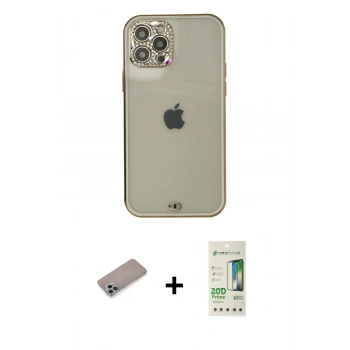 MARSİLYAN™- iPhone 12 Pro Max Kılıf Eksen Minimal Koleksiyonu - Siyah 20D Premium Cam Ekran Koruyucu + Shine Kamera Lens Koruma Cam - SABE