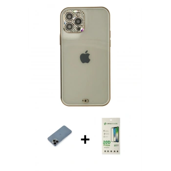 MARSİLYAN™- iPhone 12 Pro Max Kılıf Eksen Minimal Koleksiyonu - Siyah 20D Premium Cam Ekran Koruyucu + Shine Kamera Lens Koruma Cam - SH