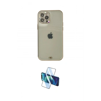 MARSİLYAN™- iPhone 12 Pro Max Kılıf Eksen Minimal Koleksiyonu - Siyah 3D Antistatik Seramik Nano Ekran Koruyucu