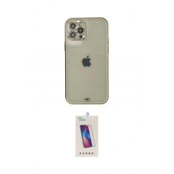 MARSİLYAN™- iPhone 12 Pro Max Kılıf Eksen Minimal Koleksiyonu - Siyah Joko 5D Cam