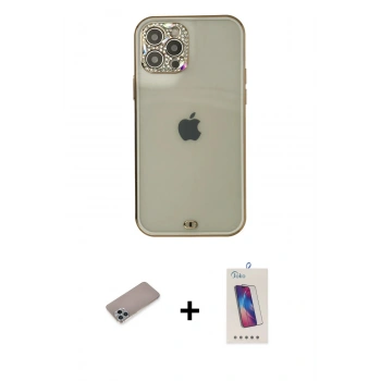 MARSİLYAN™- iPhone 12 Pro Max Kılıf Eksen Minimal Koleksiyonu - Siyah Joko 5D Cam + Shine Kamera Lens Koruma Cam - SABE