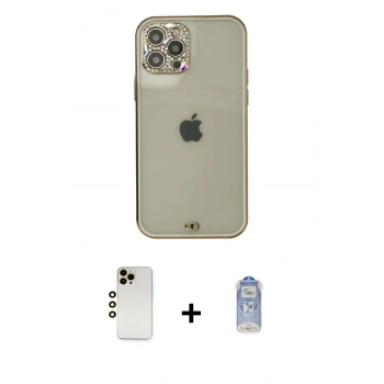 MARSİLYAN™- iPhone 12 Pro Max Kılıf Eksen Minimal Koleksiyonu - Siyah Joko Magic 5D Cam + Shine Kamera Lens - GD