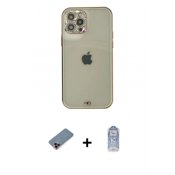 MARSİLYAN™- iPhone 12 Pro Max Kılıf Eksen Minimal Koleksiyonu - Siyah Joko Magic 5D Cam + Metal Kamera Lens Koruma Cam - KI