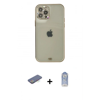 MARSİLYAN™- iPhone 12 Pro Max Kılıf Eksen Minimal Koleksiyonu - Siyah Joko Magic 5D Cam + Renkli Kamera Lens Koruma Cam - MI
