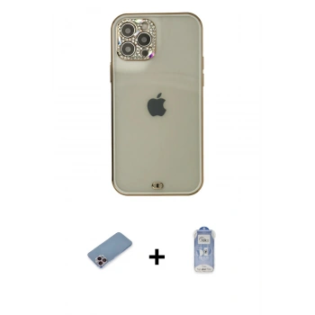 MARSİLYAN™- iPhone 12 Pro Max Kılıf Eksen Minimal Koleksiyonu - Siyah Joko Magic 5D Cam + Shine Kamera Lens Koruma Cam - PE