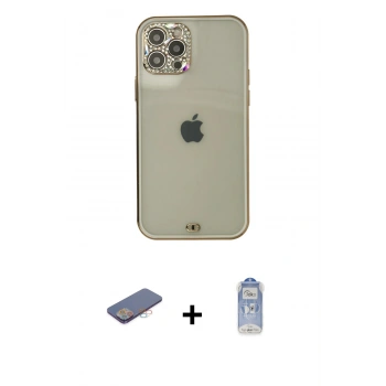 MARSİLYAN™- iPhone 12 Pro Max Kılıf Eksen Minimal Koleksiyonu - Siyah Joko Magic 5D Cam + Renkli Kamera Lens Koruma Cam - PE