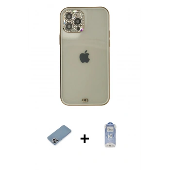 MARSİLYAN™- iPhone 12 Pro Max Kılıf Eksen Minimal Koleksiyonu - Siyah Joko Magic 5D Cam + Shine Kamera Lens Koruma Cam - GI