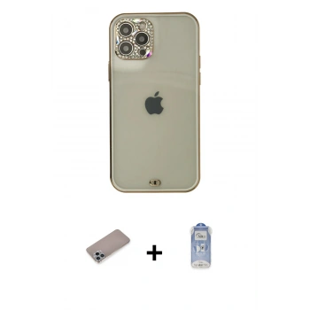 MARSİLYAN™- iPhone 12 Pro Max Kılıf Eksen Minimal Koleksiyonu - Siyah Joko Magic 5D Cam + Shine Kamera Lens Koruma Cam - SABE