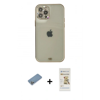 MARSİLYAN™- iPhone 12 Pro Max Kılıf Eksen Minimal Koleksiyonu - Siyah Mat Seramik Nano Ekran Koruyucu + Shine Kamera Lens Koruma Cam - GS