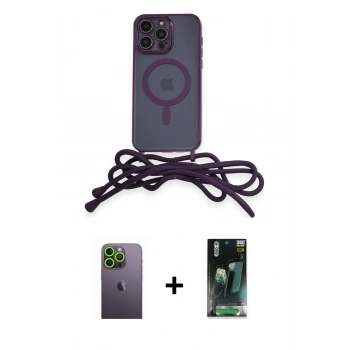 MARSİLYAN™- iPhone 12 Pro Max Kılıf Eksen Özel Seri - Şeffaf 360 Full Body Arka Koruyucu + Neon Fosforlu Kamera Lens - YL