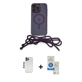 MARSİLYAN™- iPhone 12 Pro Max Kılıf Eksen Özel Seri - Şeffaf Royal Nano Ekran Koruyucu + Shine Kamera Lens - LT
