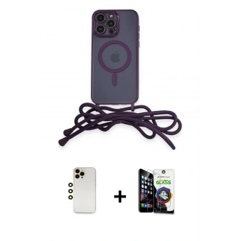 MARSİLYAN™- iPhone 12 Pro Max Kılıf Eksen Özel Seri - Şeffaf Temperli Cam Ekran Koruyucu + Shine Kamera Lens - GD