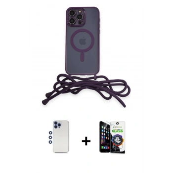MARSİLYAN™- iPhone 12 Pro Max Kılıf Eksen Özel Seri - Şeffaf Temperli Cam Ekran Koruyucu + Shine Kamera Lens - LT