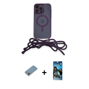 MARSİLYAN™- iPhone 12 Pro Max Kılıf Eksen Özel Seri - Siyah 34D Izgaralı Cam + Shine Kamera Lens Koruma Cam - GI