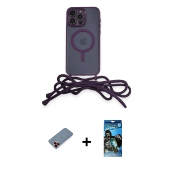 MARSİLYAN™- iPhone 12 Pro Max Kılıf Eksen Özel Seri - Siyah 34D Izgaralı Cam + Metal Kamera Lens Koruma Cam - KI