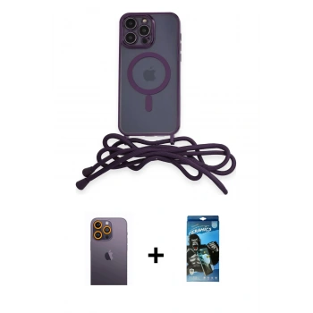 MARSİLYAN™- iPhone 12 Pro Max Kılıf Eksen Özel Seri - Siyah 34D Izgaralı Cam + Neon Fosforlu Kamera Lens - SI