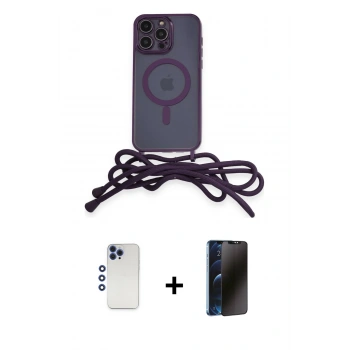 MARSİLYAN™- iPhone 12 Pro Max Kılıf Eksen Özel Seri - Siyah 3D Antistatik Hayalet Cam Ekran Koruyucu + Shine Kamera Lens - LT