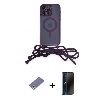 MARSİLYAN™- iPhone 12 Pro Max Kılıf Eksen Özel Seri - Siyah 3D Antistatik Hayalet Cam Ekran Koruyucu + Metal Kamera Lens Koruma Cam - GD