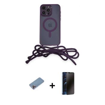 MARSİLYAN™- iPhone 12 Pro Max Kılıf Eksen Özel Seri - Siyah 3D Antistatik Hayalet Cam Ekran Koruyucu + Shine Kamera Lens Koruma Cam - PE