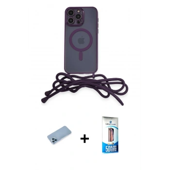 MARSİLYAN™- iPhone 12 Pro Max Kılıf Eksen Özel Seri - Siyah 5D Eko Cam Ekran Koruyucu + Shine Kamera Lens Koruma Cam - MI
