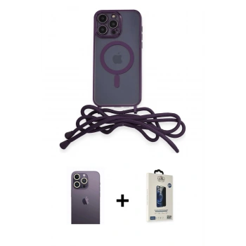 MARSİLYAN™- iPhone 12 Pro Max Kılıf Eksen Özel Seri - Siyah Bilvis Hayalet Cam Ekran Koruyucu + Neon Fosforlu Kamera Lens - BZ