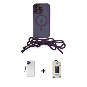 MARSİLYAN™- iPhone 12 Pro Max Kılıf Eksen Özel Seri - Siyah Bilvis Hayalet Cam Ekran Koruyucu + Shine Kamera Lens - LT
