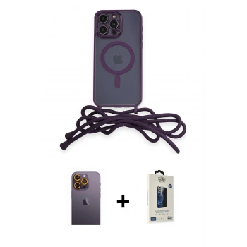 MARSİLYAN™- iPhone 12 Pro Max Kılıf Eksen Özel Seri - Siyah Bilvis Hayalet Cam Ekran Koruyucu + Neon Fosforlu Kamera Lens - SI