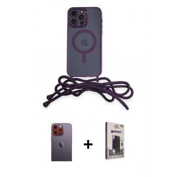 MARSİLYAN™- iPhone 12 Pro Max Kılıf Eksen Özel Seri - Siyah Bilvis Hayalet Cam Ekran Koruyucu + Neon Fosforlu Kamera Lens - TU