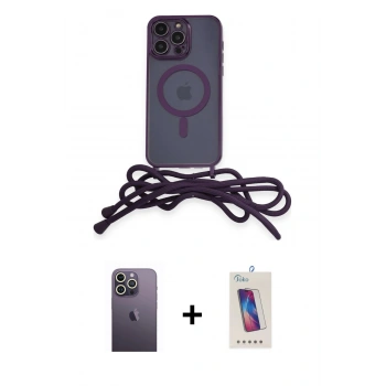 MARSİLYAN™- iPhone 12 Pro Max Kılıf Eksen Özel Seri - Siyah Joko 5D Cam + Neon Fosforlu Kamera Lens - BZ