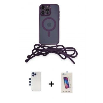 MARSİLYAN™- iPhone 12 Pro Max Kılıf Eksen Özel Seri - Siyah Joko 5D Cam + Shine Kamera Lens - LT