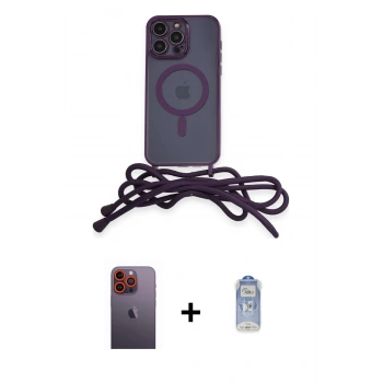 MARSİLYAN™- iPhone 12 Pro Max Kılıf Eksen Özel Seri - Siyah Joko Magic 5D Cam + Neon Fosforlu Kamera Lens - TU